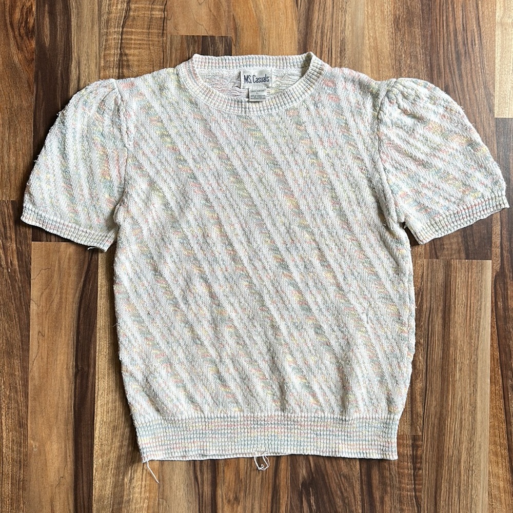 Vintage MS. Casuals Short Sleeve Knit Top Size L
